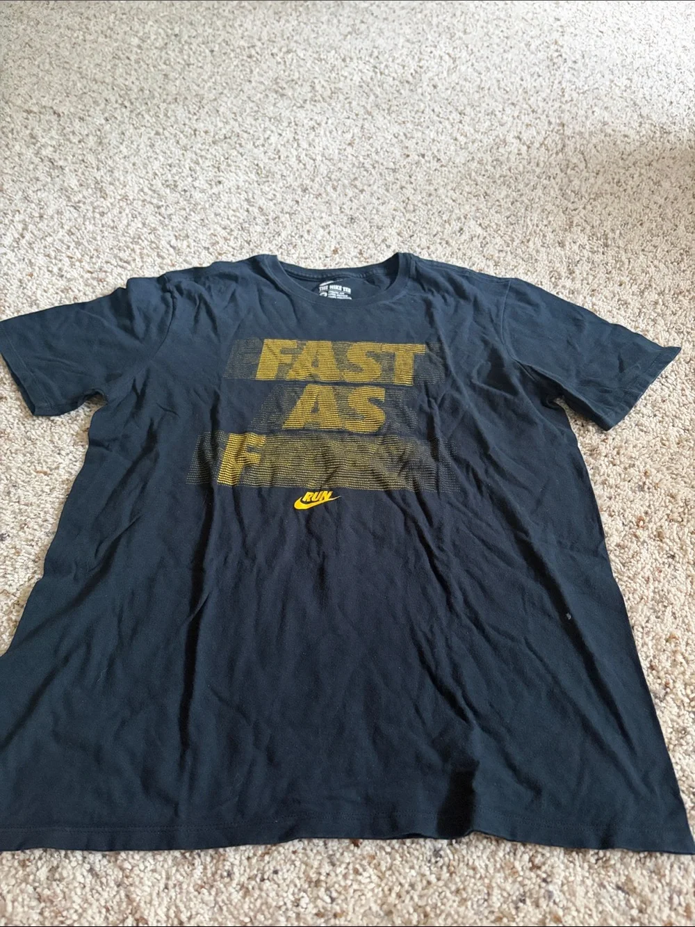 Nike Black Short Sleeve Tee with Yellow 'FAST AS' Graphic